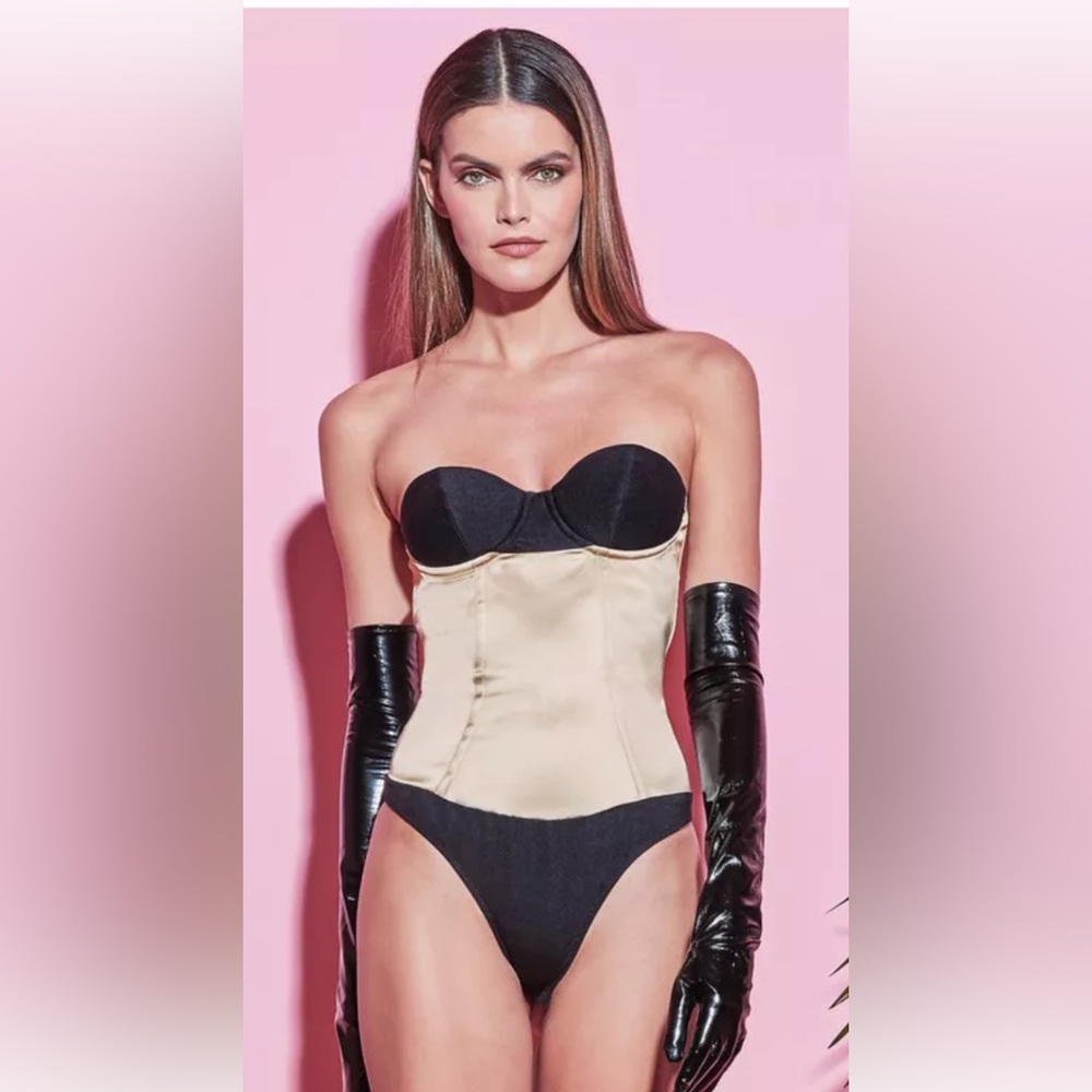NWT Fleur du Mal strapless contrast bodysuit size small
